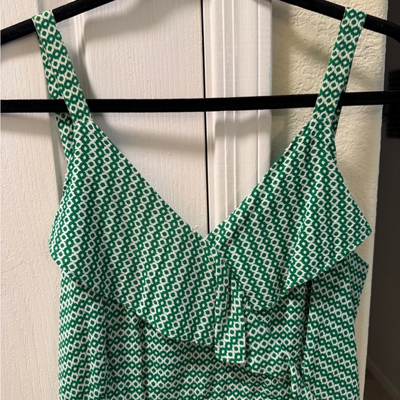 Bar III Green & White Printed Ruffled Tiered Mini Dress Size 6 - Picture 7 of 13